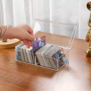 Акриловый ящик для хранения фотокарточек, большая вместимость, органайзер для косметики, контейнер с крышкой, кухонный 1grid