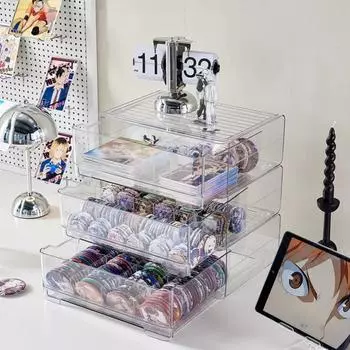 Акриловый ящик для хранения карточек, ящик для хранения карточек, настольный пылезащитный контейнер для защиты значков, органайзер для фотокарточек