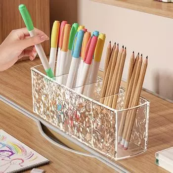 Акриловый ящик для хранения косметики Water Ripple, держатель для кистей для макияжа, органайзер для помады, карандаша для бровей, подставка для ванной комнаты