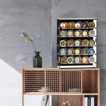 Акриловый ящик для хранения монет, настенный ящик для хранения монет, 5-слойный акриловый ящик для хранения монет, большая емкость для монет чёрный