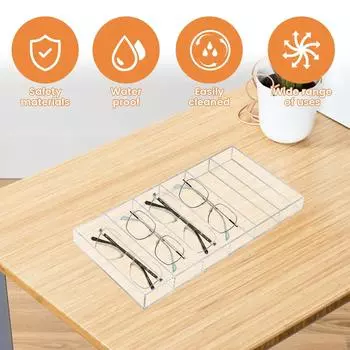 Акриловый ящик для хранения очков, 6 слотов, прозрачный органайзер для очков, многоцелевой футляр для хранения очков, многоразовые очки чистый