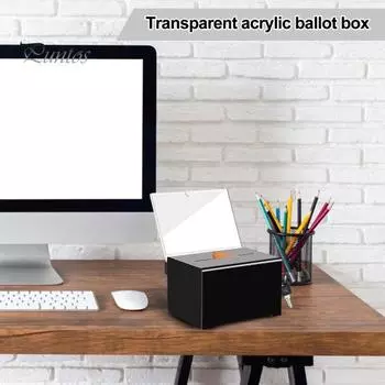Акриловый ящик для пожертвований с замком Большая вместимость Высокопрочный ударопрочный легкий школьный ящик для голосования Ящик для предложений чёрный