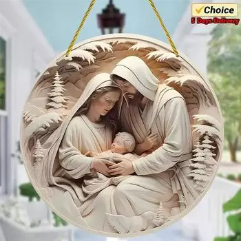 Акриловый Рождественский кулон с рождением Иисуса, 3D-визуальный, подвесной, креативный, в виде рождественской елки, украшение для дома, изысканные подарки