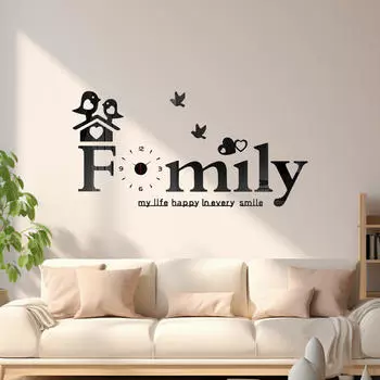 Акриловый семейный декор DIY настенные часы украшения регулируемый размер безрамный для спальни Black Numbers