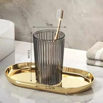 Акриловый стаканчик для ополаскивателя полости рта, зубная щетка, чашка для ванной комнаты, светлая, роскошный стиль, аксессуары для хранения в ванной комнате, держатель для зубных щеток чёрный