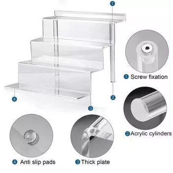 Акриловый стенд для духов Yousheng с 4 ярусами, выставочный стенд, солнцезащитные очки, лак для ногтей, прозрачный органайзер 9inch