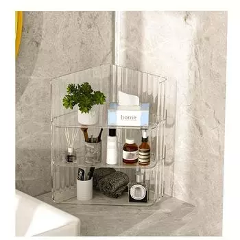 Акриловый треугольный настольный книжный шкаф-органайзер, угловые прозрачные полки для косметики, штабелируемый студенческий стол, офис, угловое хранение