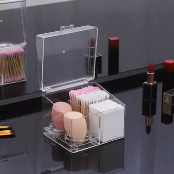 Акриловый ватный тампон для хранения, портативный прозрачный ватный диск для макияжа, косметический контейнер, органайзер для ювелирных изделий, чехол