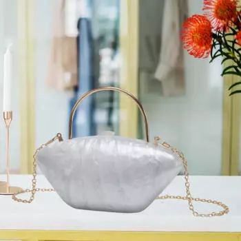 Акриловый вечерний клатч-кошелек с цепочкой через плечо для вечеринки, выпускного, банкета White