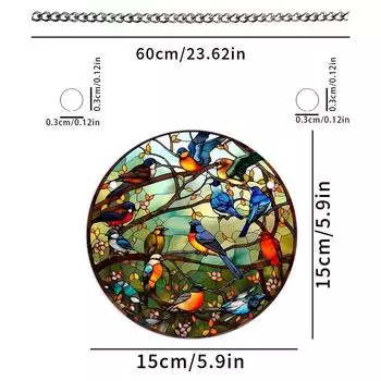 Акриловый витраж Подвесной ловец солнца Красочное настенное украшение Гостиная A