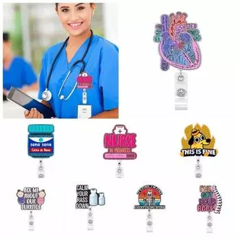 Акриловый выдвижной значок медсестры, держатель для больничного бейджа с буквами, держатель для визитной карточки, офисные принадлежности A