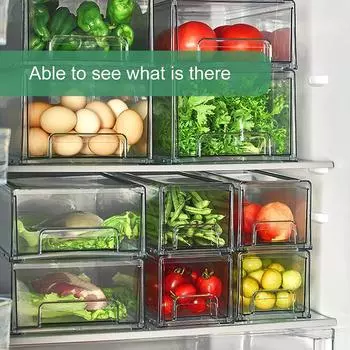 Акриловый высокоемкий пыленепроницаемый водонепроницаемый прозрачный ящик для хранения для холодильника, настольного шкафа для кладовой, органайзера для косметики