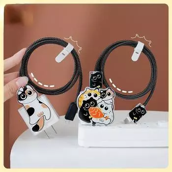 Акриловый защитный чехол для зарядного устройства Lovely Cat для Apple 14, защитный кабель для передачи данных, совместимый с iPhone 13, 20 Вт, чехол для быстрой зарядки Y01