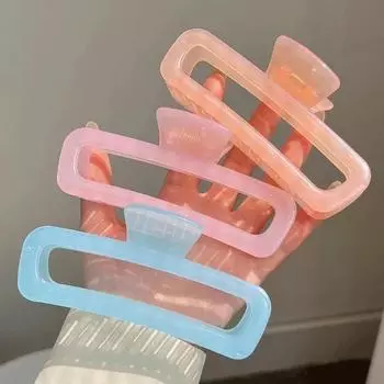 Акриловый желейный цветной квадратный коготь для волос корейский простой геометрический зажим в виде акулы, зажим для захвата головы, аксессуары для волос