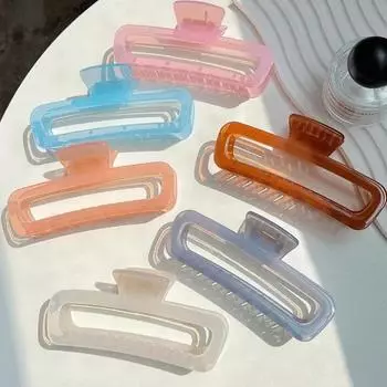 Акриловый желейный цветной квадратный коготь для волос корейский простой геометрический зажим в виде акулы, зажим для захвата головы, аксессуары для волос