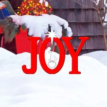 Акриловый знак для украшения двора Yousheng JOY с рождественскими силуэтами, рождественский наружный декоративный столб для лужайки, патио, сада A