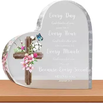 Акриловый знак в виде сердца, религиозные подарки для женщин, христианские подарки, акриловое украшение в виде сердца, вдохновляющий подарок из Священного Писания, мотивирующий подарок в виде сердца As shown