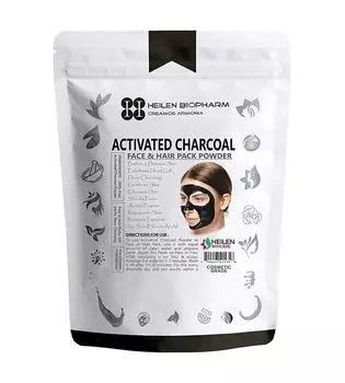 Активированный уголь: маска для лица и волос (100 г), Activated Charcoal Face & Hair Pack, Heilen Biopharm 6.625