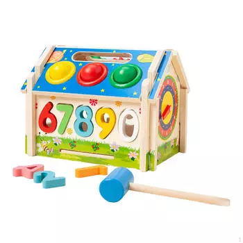 Активность Куб Форма Сортер Коробка Цвет Восприятие Игрушка Мальчики Девочки Дом Центр Малыши Дерево with mallet