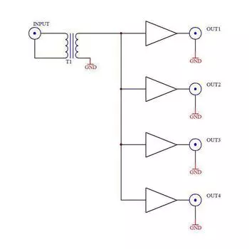 Активный радиочастотный распределитель изоляции, изолирующий разветвитель, подходящий для радиочастотного сигнала чёрный