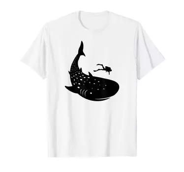 акула кит акула дайвер океан дайвинг отпуск море дайвинг футболка синий