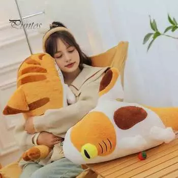 Акула кошка плюшевая игрушка 70 см акула кошка комбинирует чучело животного многофункциональная подушка для сна мягкий подарок для снятия стресса для женщин и детей A