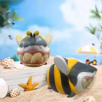 Акула смоляное украшение мультяшная акула пчела фигурка настольный декор коллекционная акула статуэтка для каминной полки книжный стол синий