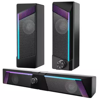 Акустическая система для игр на ПК, проводная, с кабелем RGB-подсветки, питание от USB, для смартфонов, черный, 3,5 мм, в комплекте, компьютеры, телевизоры, ноутбуки, планшеты,
