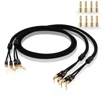 Акустический кабель Monosaudio 12AWG HiFi, аудиоакустический кабель, высокочистая медь OFC, позолоченный штекер 24k, трансформируемый акустический кабель с разъемом типа «банан»