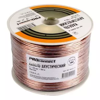 Акустический кабель Proconnect 2x1 00 мм2, прозрачный Blueline Bay, 100 м 01-6205-6