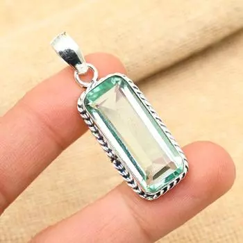 Аква апатит драгоценный камень ручной работы 925 твердый серебряный кулон для свадебного подарка 2 Inches синий