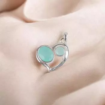 Аква Халцедон Драгоценный камень 925 Стерлинговое серебро Ювелирные изделия Синий камень Подвеска Ожерелье CP-3-14