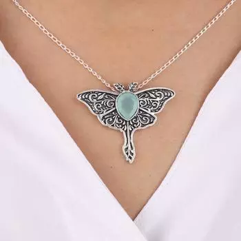 Аква Халцедон Драгоценный Камень 925 Стерлинговое Серебро Ювелирные Изделия Бабочка Бохо Подвеска 1.2 CP-31-21