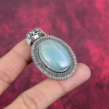 Аквамарин 925 сплошной серебряный кулон, кулон ручной работы с драгоценными камнями, подарки для жены абсолютно новый кулон 1.96 Inches синий