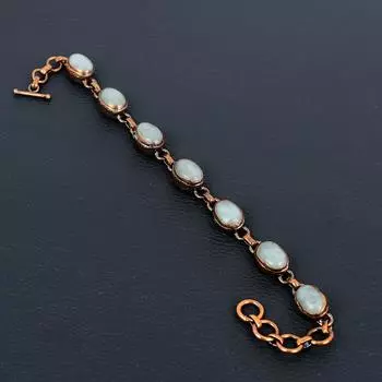 Аквамарин драгоценный камень ручной работы медь гальванопластика ювелирные изделия приятный браслет для нее 8 Inches With Adjustable синий