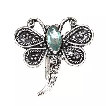 Аквамарин топаз драгоценный камень броши ручной работы этнические серебряные ювелирные изделия 1.5