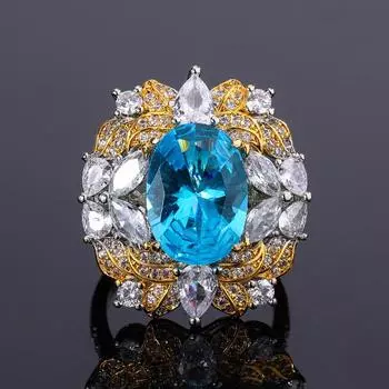 Аквамариновое ожерелье Циркон Параиба ожерелье кулон женское изумрудное кольцо имитация красного турмалина кольцо