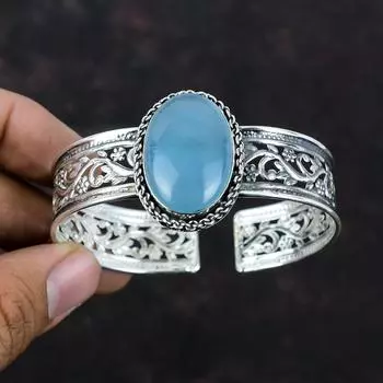 Аквамариновый браслет, ювелирные изделия из натуральных драгоценных камней, стерлинговое серебро 925 пробы, браслет-манжета, регулируемый браслет, браслет ручной работы, серебряные украшения, свадебные подарки Adjustable