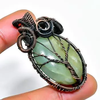 Аквамариновый драгоценный камень, ручная работа, медная проволочная подвеска, 1,77 дюйма 1.77 синий