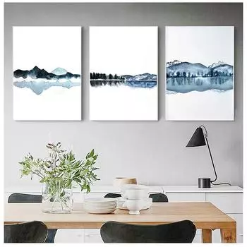 Акварель абстрактный пейзаж картина маслом плакат и эстамп темно-синий настенный рисунок 21cm30cm NoFrame