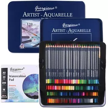 Акварель Акварельная кисть Акварельная бумага Набор Цветные карандаши и легко раскрашиваемые Профессиональные аутентичные увеличения Новые популярные акварельные краски