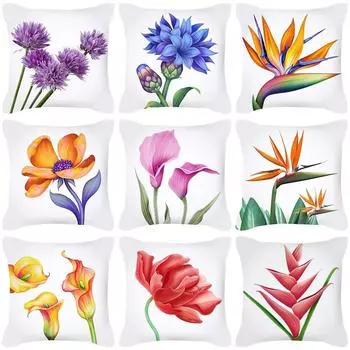 Акварель Цветочный Узор Декоративная Подушка Наволочка Диван 40x40cm
