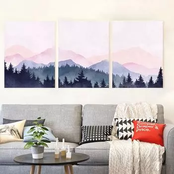 Акварельная горная настенная живопись, абстрактная картина на холсте, лесные постеры и принты, настенные панно для гостиной, украшения дома 21cm30cm NoFrame