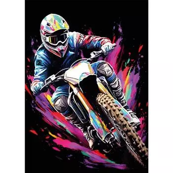 Акварельная картина на холсте Мотокросс на мотоцикле по грязи Постеры Принты Мотоцикл Мотоцикл Настенная картина для комнаты Домашний декор Подарок сыну 21cm30cm NoFrame