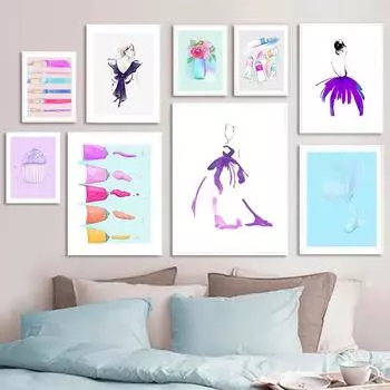 Акварельная кисть Абстрактная девушка Золотая рыбка Художественная картина на холсте Плакаты на скандинавскую тему и принты Настенные картины Декор в гостиную Эстетика 21x30cm No Framed