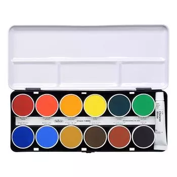 Акварельная краска Holbein Solid Cake Color C030 непрозрачная, набор из 12 цветов 02030