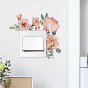 Акварельная розовая роза, наклеенная на выключатель, гостиная, вход, украшение дома, настенная наклейка 19*21CM/fun-kg59