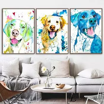 Акварельная собака всплеск художественная работа настенная живопись холст постер украшение дома плакат украшение изображение 21cm30cm NoFrame