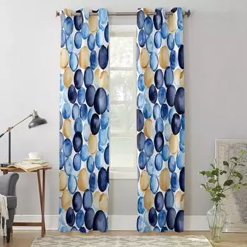 Акварельная текстура макарон занавеска для окна гостиная роскошный балдахин занавеска для спальни домашний декор для кухни занавеска 135W x 60H(cm) x1