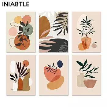 Акварельная ваза для цветов, геометрические абстрактные постеры на скандинавскую тему и принты, настенная живопись на холсте, настенные панно для декора гостиной 21cm30cm NoFrame